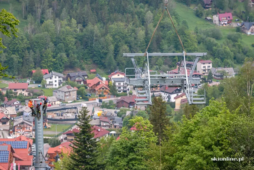 Śmigłowiec nad Szczyrkiem. Budowa nowej kolei, zdjęcie 35
