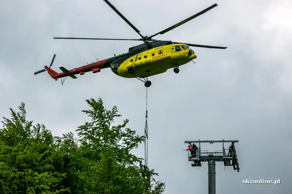 Śmigłowiec nad Szczyrkiem. Budowa nowej kolei, zdjęcie 10