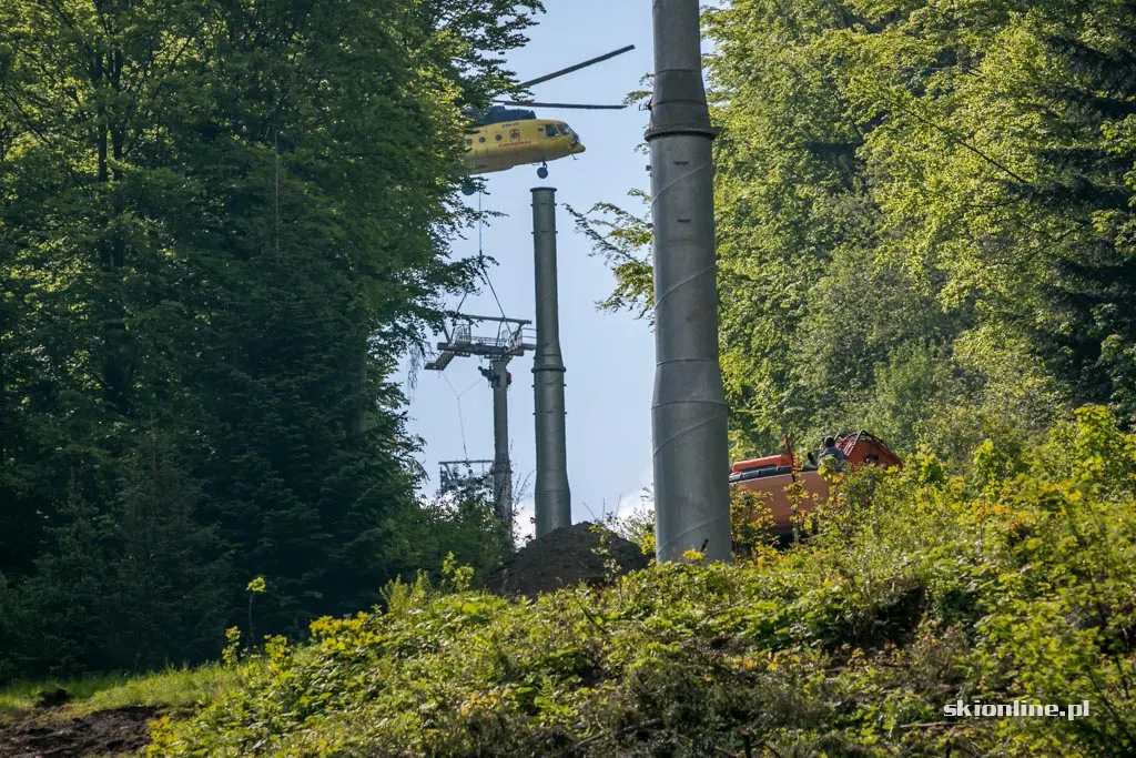 Śmigłowiec nad Szczyrkiem. Budowa nowej kolei, zdjęcie 5