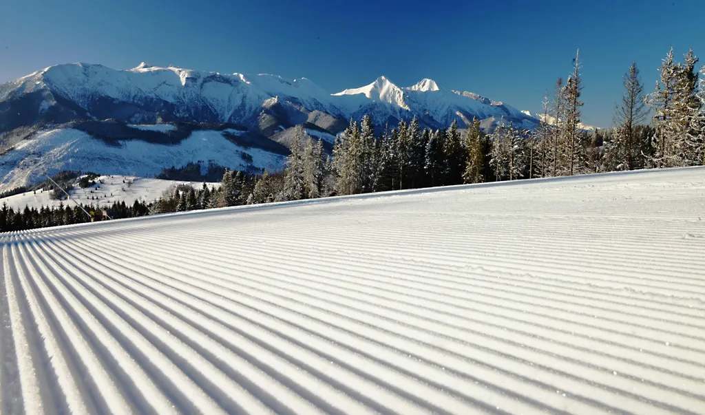 Przygotowana trasa w Bachledovej dolinie, w tle Tatry Bielskie