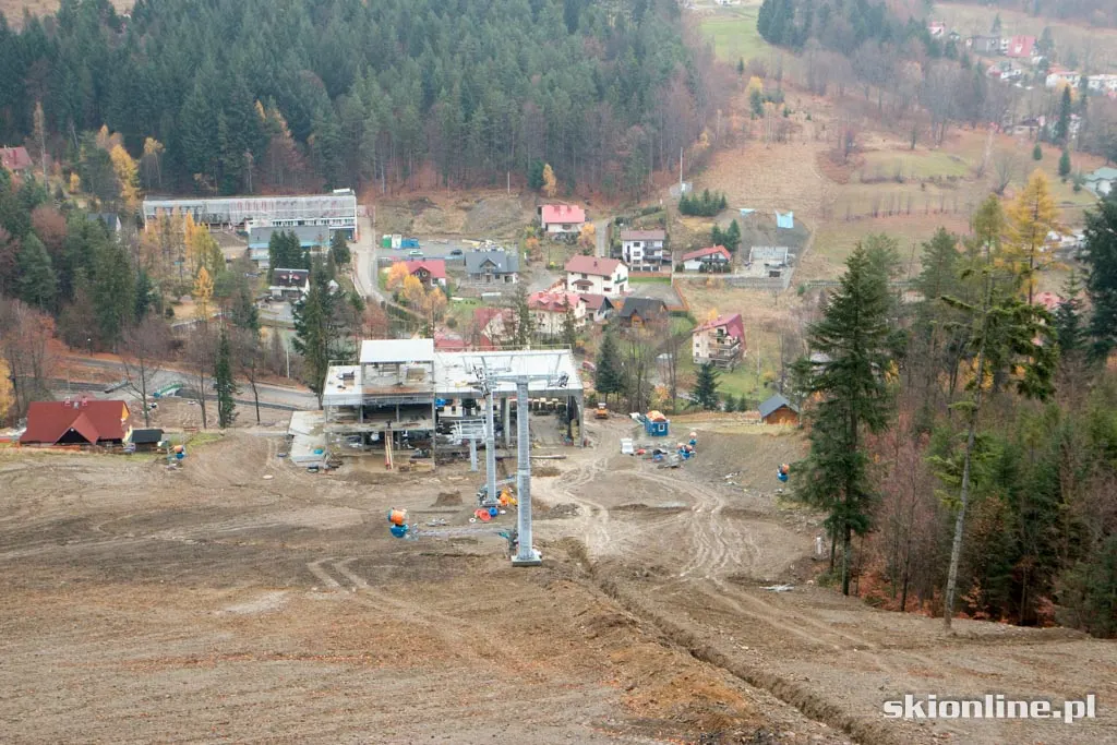 Beskid Sport Arena: widok na dolny odcinek trasy i stacje dolną kolei, zdjęcie 29