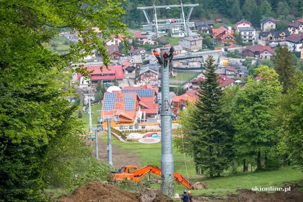 Śmigłowiec nad Szczyrkiem. Budowa nowej kolei, zdjęcie 40