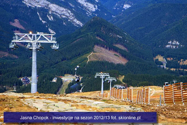 Widok na trasę i gondolę Funitel