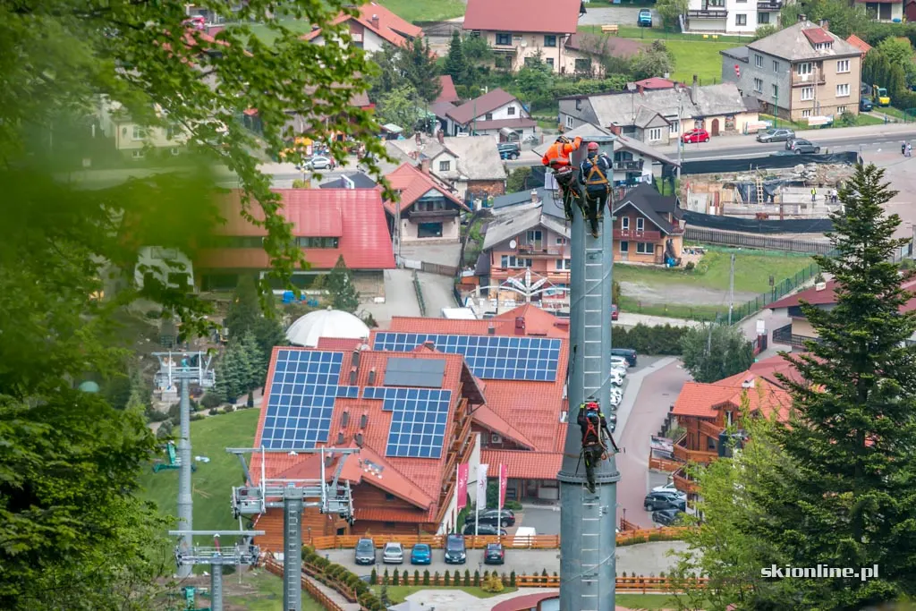 Śmigłowiec nad Szczyrkiem. Budowa nowej kolei, zdjęcie 28