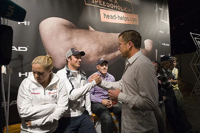 Anja Pärson, Aksel Lund Svindal, Didier Cuche and Bode Miller