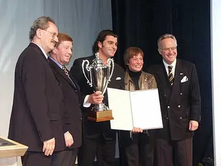Alberto Tomba po wręczeniu ISPO Cup