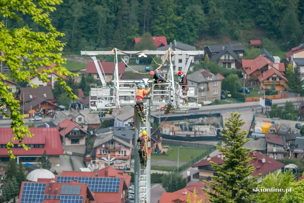 Śmigłowiec nad Szczyrkiem. Budowa nowej kolei, zdjęcie 45