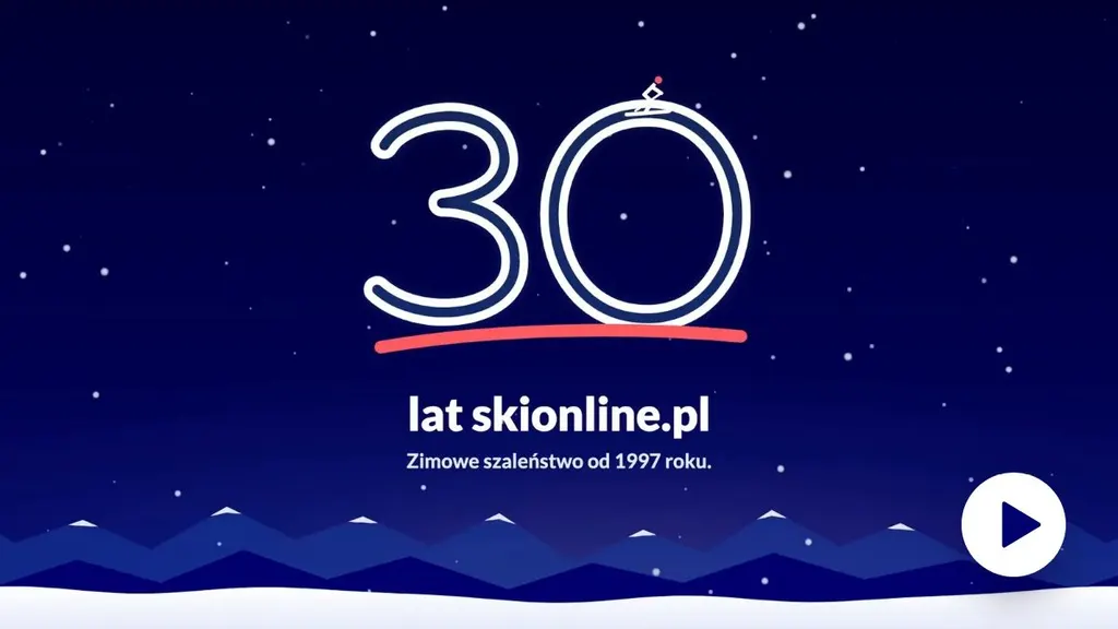 Film: 30 lat skionline.pl, liczba 30 narysowana śladem nart
