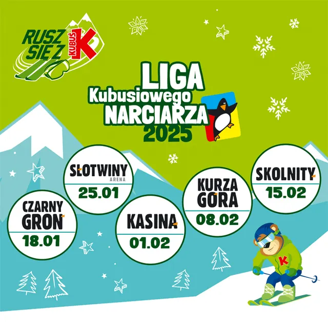 Liga Kubusiowego Narciarza: zawody narciarskie i snowboardowe dla dzieci na stokach Grupy Pingwina