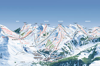 Mapa tras narciarskich ośrodka Val d`Aran Baqueira / Beret