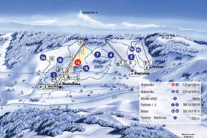 Mapa tras narciarskich ośrodka Bedrichov