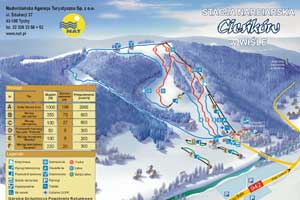 Mapa tras narciarskich ośrodka Wisła Cieńków