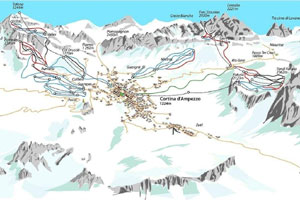 Mapa tras narciarskich ośrodka Cortina d`Ampezzo