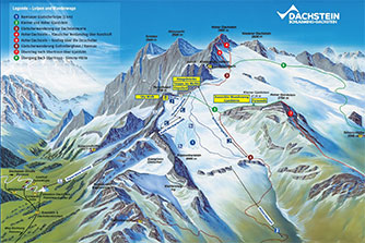 Mapa tras narciarskich ośrodka Dachstein lodowiec