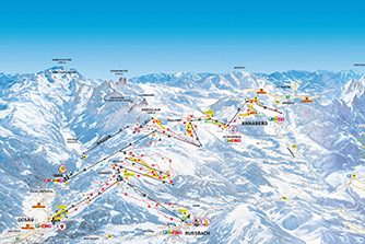 Mapa tras narciarskich ośrodka Dachstein West
