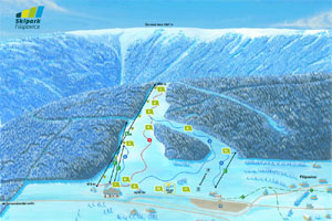 Mapa tras narciarskich ośrodka Filipovice