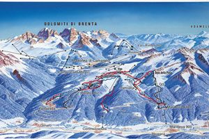 Mapa tras narciarskich ośrodka Val di Sole Folgarida
