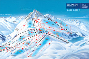 Mapa tras narciarskich ośrodka Galtuer Paznaun - Ischgl