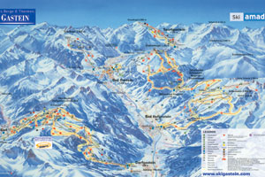Mapa tras narciarskich ośrodka Bad Gastein Gastein