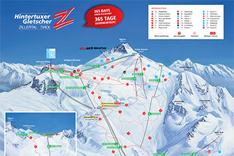 Mapa tras narciarskich ośrodka Hintertux Lodowiec Hintertux