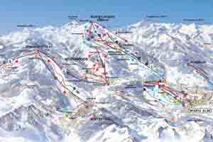 Mapa tras narciarskich ośrodka Muehlbach am Hochkoenig Hochkoenig