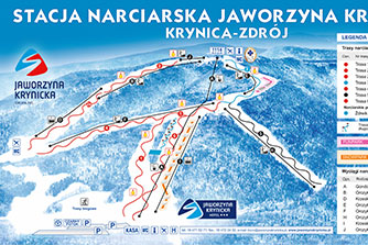 Mapa tras narciarskich ośrodka Krynica-Zdrój Jaworzyna Krynicka