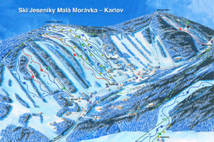 Mapa tras narciarskich ośrodka Karlov