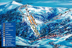 Mapa tras narciarskich ośrodka Karpacz Kopa
