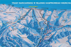 Mapa tras narciarskich ośrodka Zakopane Kasprowy Wierch