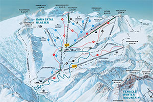 Mapa tras narciarskich ośrodka Kaunertal lodowiec