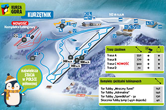 Mapa tras narciarskich ośrodka Kurzętnik Kurza Góra