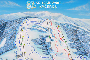 Mapa tras narciarskich ośrodka Kycerka