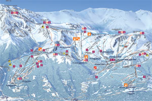 Mapa tras narciarskich ośrodka La Plagne lodowiec Bellecote