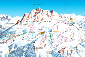 Mapa tras narciarskich ośrodka Obereggen Ski Center Latemar