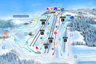 Mapa tras narciarskich ośrodka Jelenia Góra Ski Arena Łysa Góra