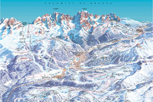 Mapa tras narciarskich ośrodka Val Rendena Madonna di Campiglio