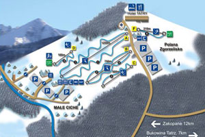 Mapa tras narciarskich ośrodka Małe Ciche