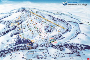 Mapa tras narciarskich ośrodka Mladé Buky
