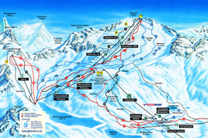 Mapa tras narciarskich ośrodka Flattach Lodowiec Moelltaler