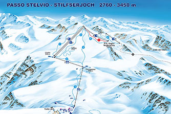 Mapa tras narciarskich ośrodka Passo Stelvio Stilfser Joch