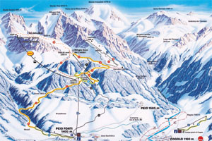 Mapa tras narciarskich ośrodka Val di Sole Pejo