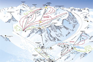 Mapa tras narciarskich ośrodka Dolina Pitztal Lodowiec Pitztal
