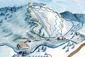 Mapa tras narciarskich ośrodka Podstolice