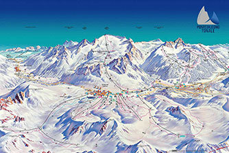 Mapa tras narciarskich ośrodka Val di Sole Presena