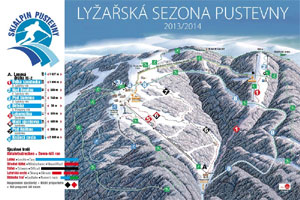 Mapa tras narciarskich ośrodka Pustevny