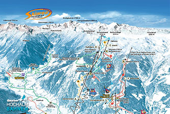 Mapa tras narciarskich ośrodka Rauris Hochalm