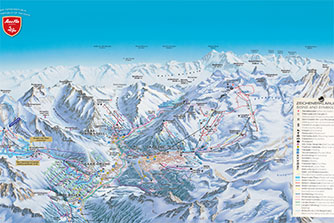 Mapa tras narciarskich ośrodka Saas-Fee