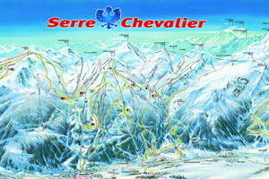 Mapa tras narciarskich ośrodka Serre-Chevalier Grand Serre Che