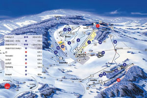 Mapa tras narciarskich ośrodka Severak