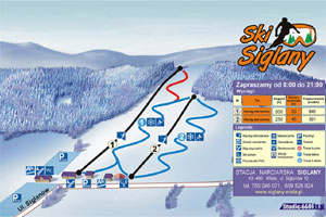 Mapa tras narciarskich ośrodka Wisła Siglany